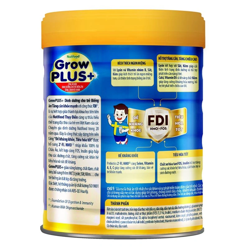 Sữa bột Nutifood GrowPLUS+ xanh 1+ hương vani 1.5 kg (1 - 2 tuổi) giúp tăng cân 9