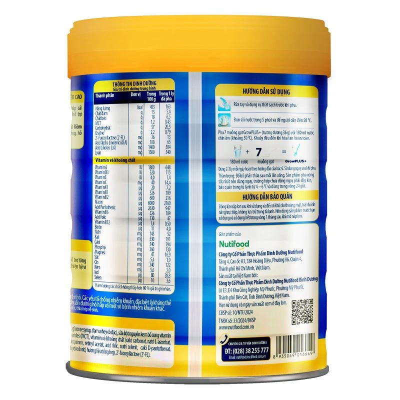 Sữa bột Nutifood GrowPLUS+ xanh 1+ hương vani 1.5 kg (1 - 2 tuổi) giúp tăng cân 11