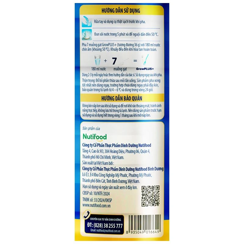 Sữa bột Nutifood GrowPLUS+ xanh 1+ hương vani 1.5 kg (1 - 2 tuổi) giúp tăng cân 14