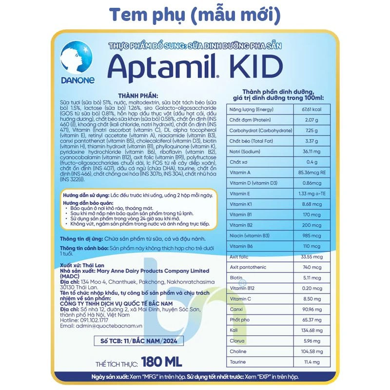 Thùng 27 hộp sữa pha sẵn Aptamil Kid 180 ml (từ 1 tuổi) - Giao bao bì ngẫu nhiên 11