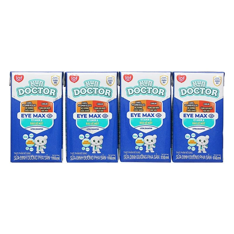 Lốc 4 hộp sữa pha sẵn Kun Doctor Eye Max hương vani 110 ml (từ 1 tuổi) 4