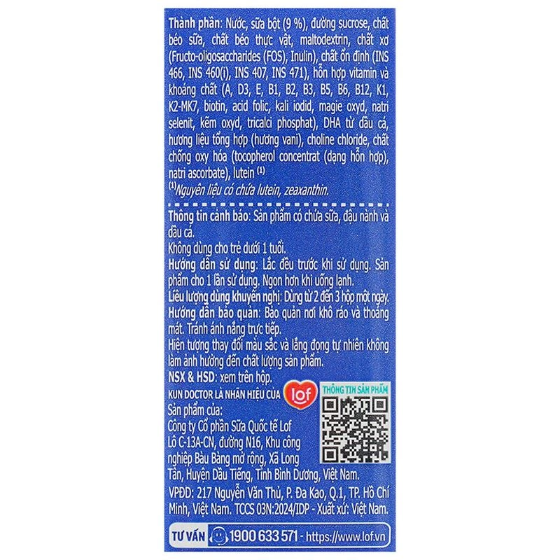 Lốc 4 hộp sữa pha sẵn Kun Doctor Eye Max hương vani 180 ml (từ 1 tuổi) 12