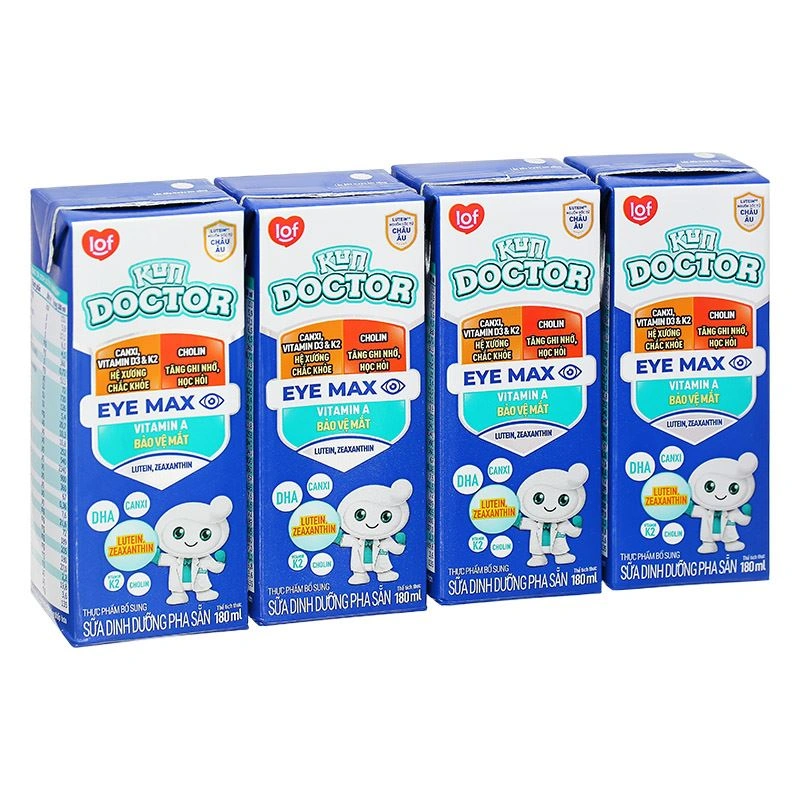 Lốc 4 hộp sữa pha sẵn Kun Doctor Eye Max hương vani 180 ml (từ 1 tuổi) 2