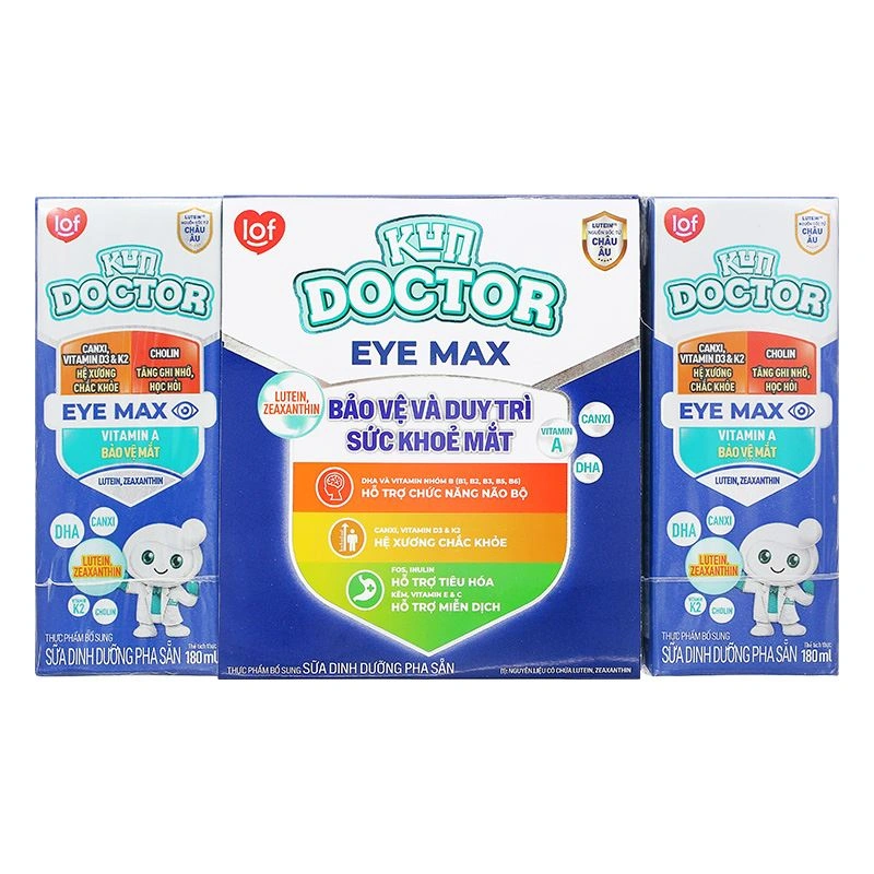 Lốc 4 hộp sữa pha sẵn Kun Doctor Eye Max hương vani 180 ml (từ 1 tuổi) 3