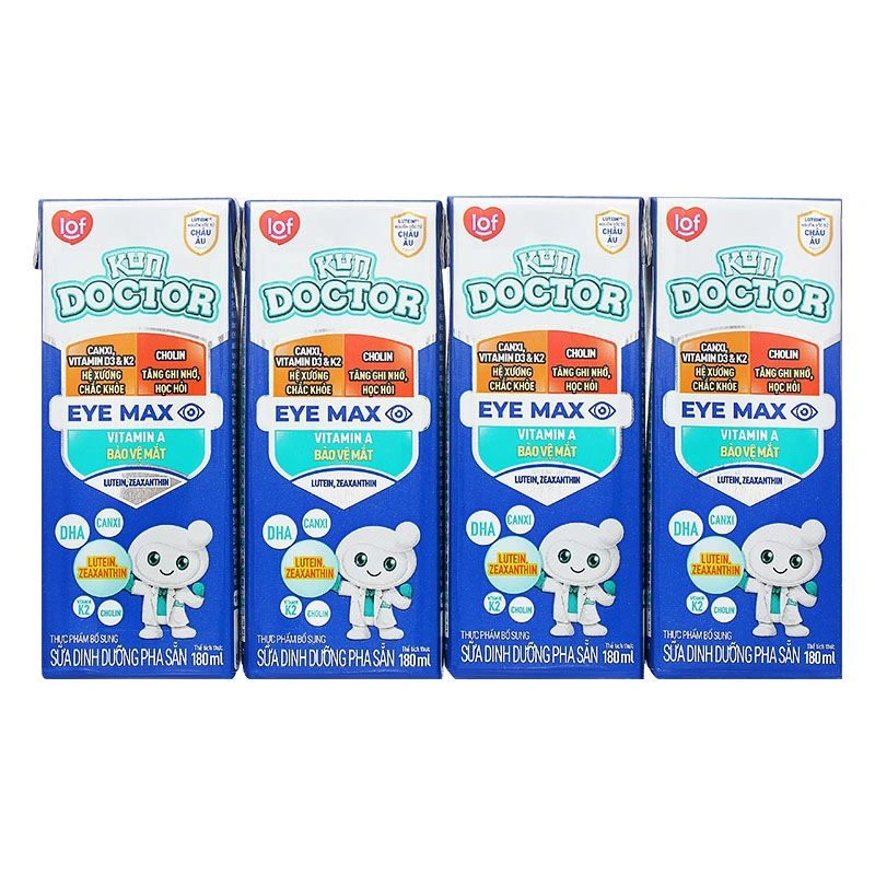 Lốc 4 hộp sữa pha sẵn Kun Doctor Eye Max hương vani 180 ml (từ 1 tuổi) 4