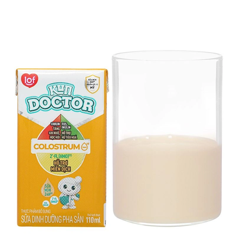 Lốc 4 hộp sữa non pha sẵn Kun Doctor Colostrum hương vani 110 ml (từ 1 tuổi) 11