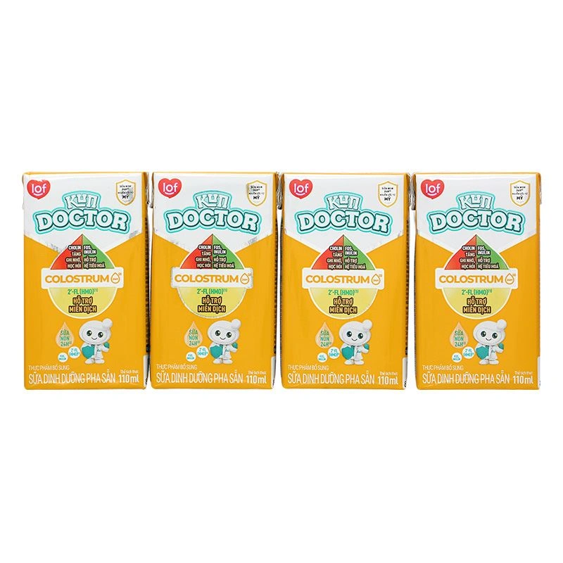 Lốc 4 hộp sữa non pha sẵn Kun Doctor Colostrum hương vani 110 ml (từ 1 tuổi) 4