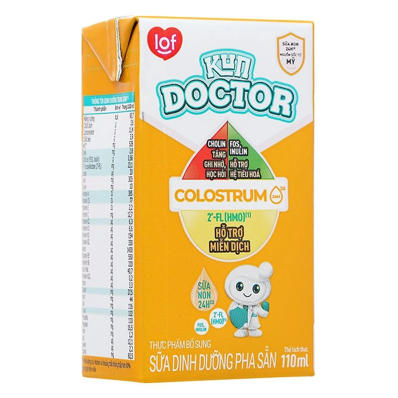 Thùng 48 hộp sữa non pha sẵn Kun Doctor Colostrum hương vani 110 ml (từ 1 tuổi) 9