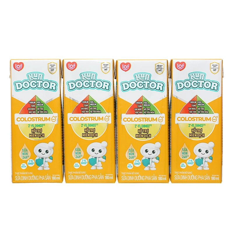 Lốc 4 hộp sữa non pha sẵn Kun Doctor Colostrum hương vani 180 ml (từ 1 tuổi) 4