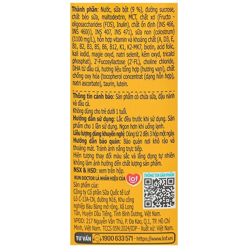 Thùng 48 hộp sữa non pha sẵn Kun Doctor Colostrum hương vani 180 ml (từ 1 tuổi) 15