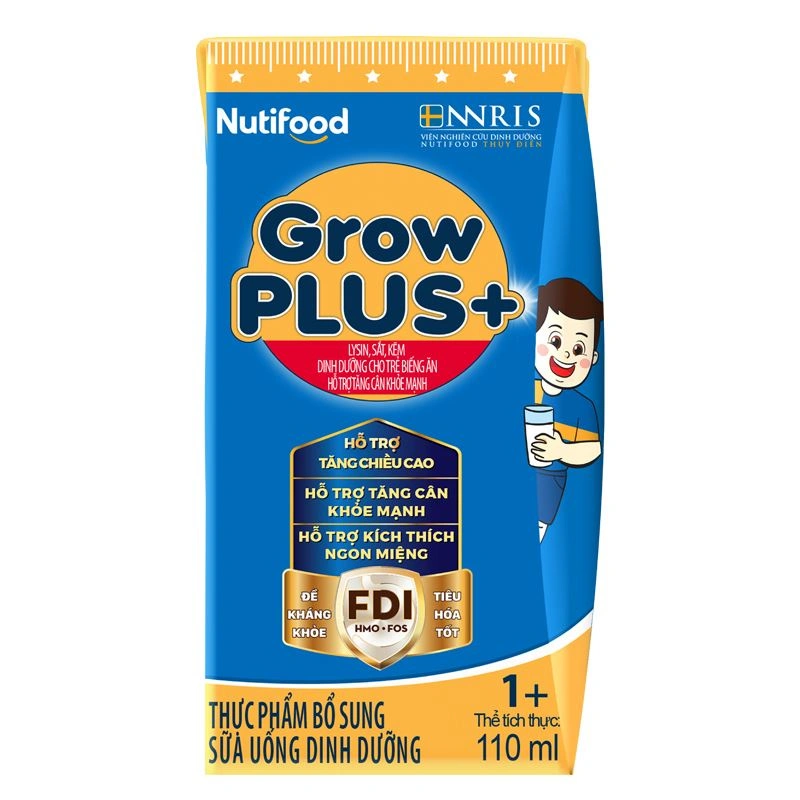 Thùng 48 hộp sữa pha sẵn Nutifood GrowPLUS+ xanh 1+ hương vani 110 ml cho trẻ biếng ăn (1 - 2 tuổi) 14