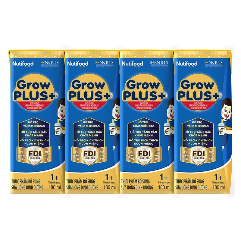 Lốc 4 hộp sữa pha sẵn Nutifood GrowPLUS+ 1+ xanh hương vani 180 ml cho trẻ biếng ăn (1 - 2 tuổi) 2