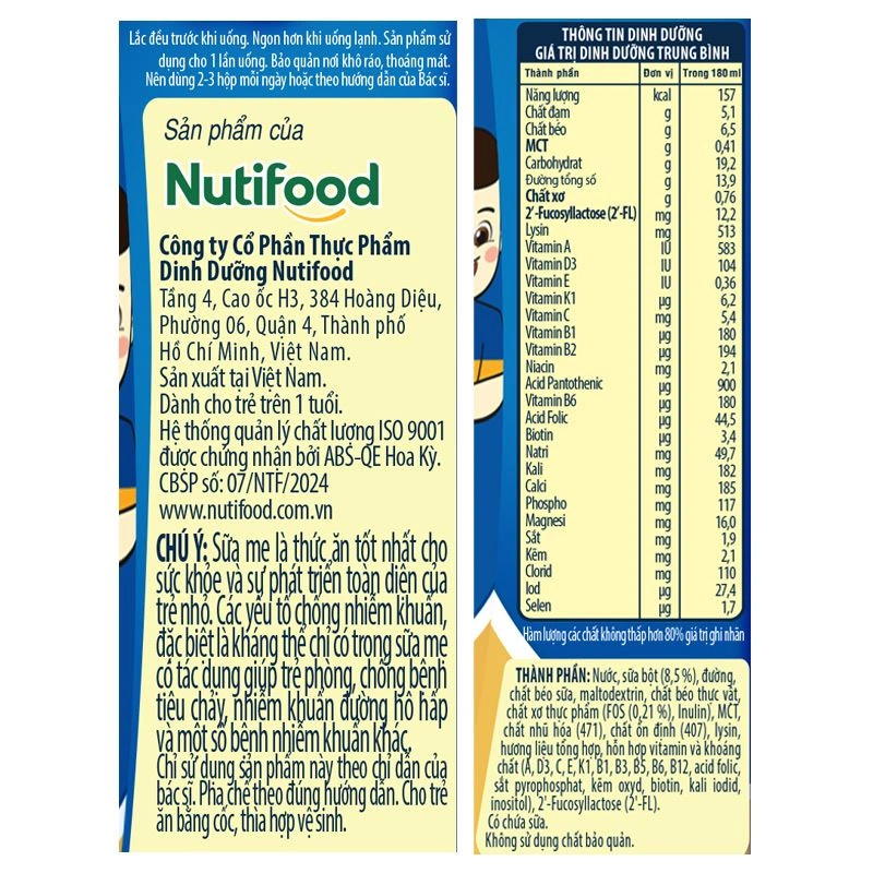 Lốc 4 hộp sữa pha sẵn Nutifood GrowPLUS+ 1+ xanh hương vani 180 ml cho trẻ biếng ăn (1 - 2 tuổi) 8