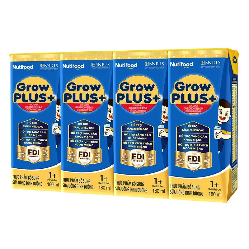Lốc 4 hộp sữa pha sẵn Nutifood GrowPLUS+ 1+ xanh hương vani 180 ml cho trẻ biếng ăn (1 - 2 tuổi) 11