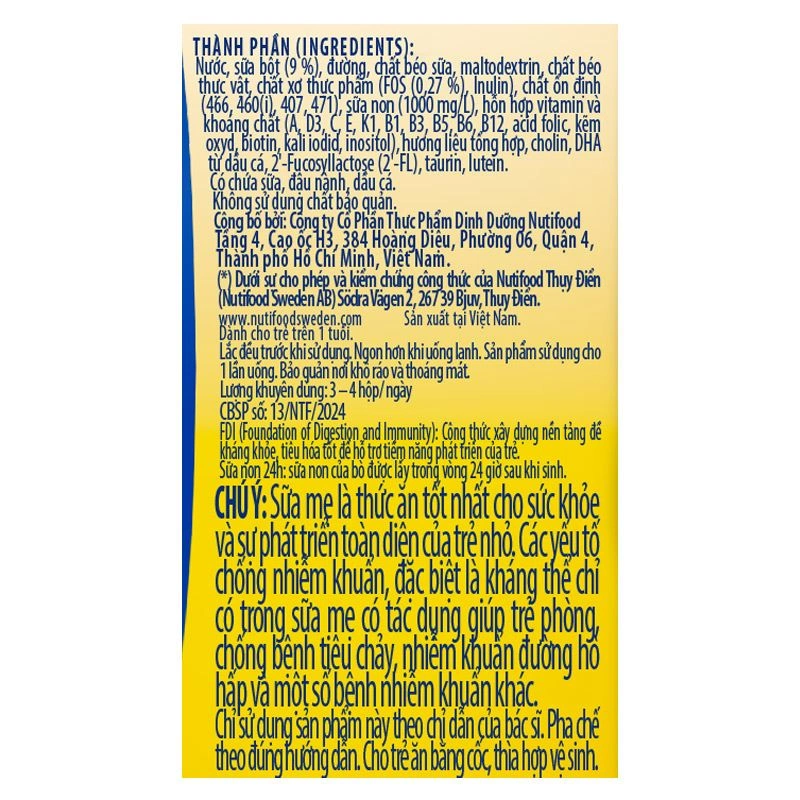 Lốc 4 hộp sữa non pha sẵn Nutifood GrowPLUS+ vàng 1+ hương vani 110 ml (1 - 2 tuổi) 7