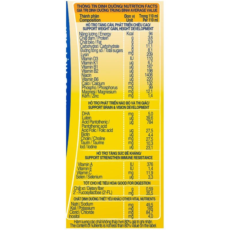 Lốc 4 hộp sữa non pha sẵn Nutifood GrowPLUS+ vàng 1+ hương vani 110 ml (1 - 2 tuổi) 8