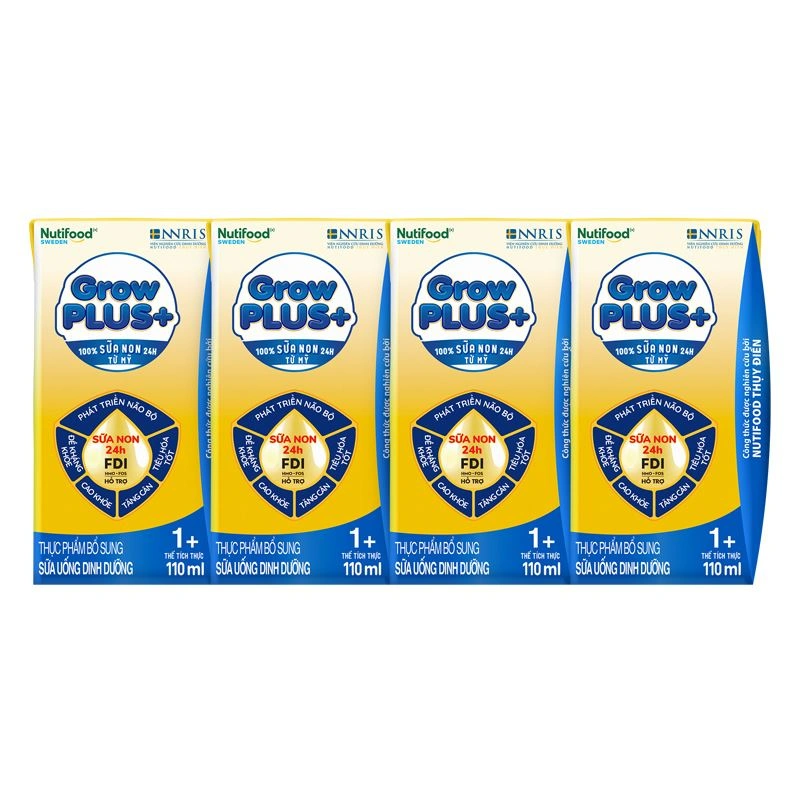 Thùng 48 hộp sữa non pha sẵn Nutifood GrowPLUS+ vàng 1+ hương vani 110 ml (1 - 2 tuổi) 4