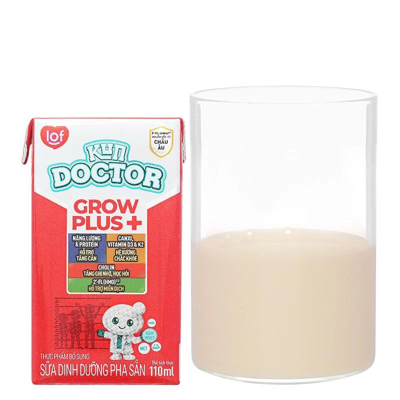 Lốc 4 hộp sữa pha sẵn Kun Doctor Grow Plus+ hương vani 110 ml cho trẻ suy dinh dưỡng, thấp còi (từ 1 tuổi) 11