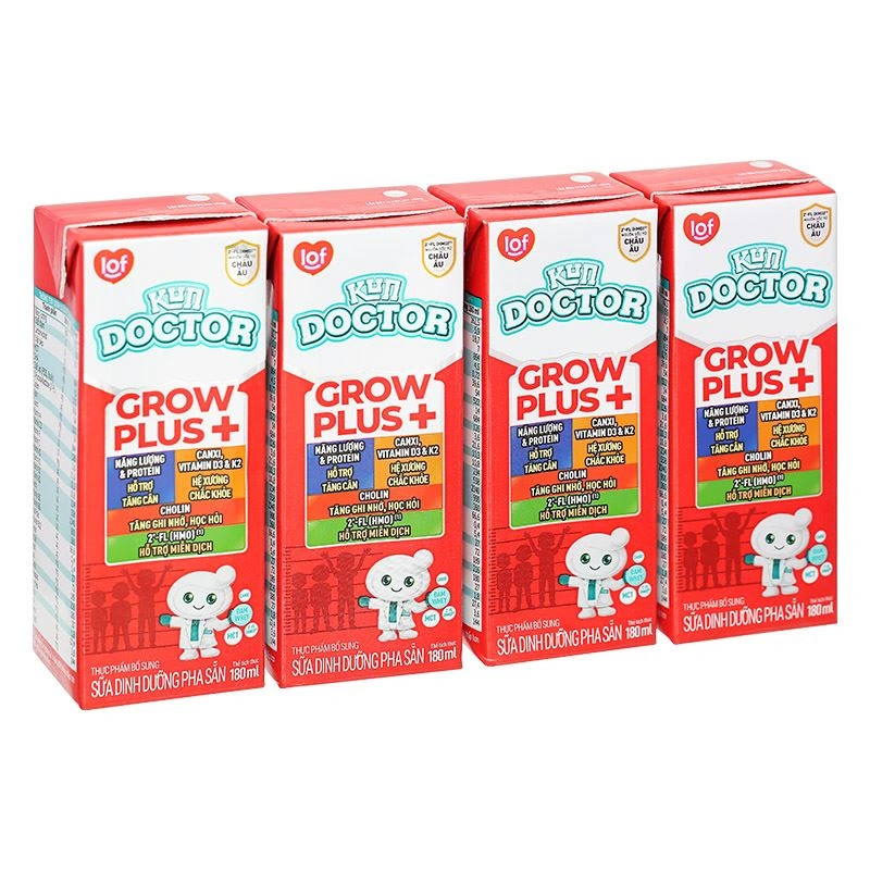 Thùng 48 hộp sữa pha sẵn Kun Doctor Grow Plus+ hương vani 180 ml cho trẻ suy dinh dưỡng, thấp còi (từ 1 tuổi) 18