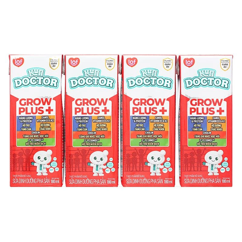 Thùng 48 hộp sữa pha sẵn Kun Doctor Grow Plus+ hương vani 180 ml cho trẻ suy dinh dưỡng, thấp còi (từ 1 tuổi) 20