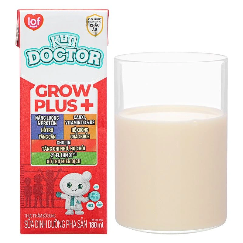 Thùng 48 hộp sữa pha sẵn Kun Doctor Grow Plus+ hương vani 180 ml cho trẻ suy dinh dưỡng, thấp còi (từ 1 tuổi) 14