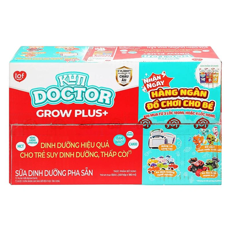 Thùng 48 hộp sữa pha sẵn Kun Doctor Grow Plus+ hương vani 180 ml cho trẻ suy dinh dưỡng, thấp còi (từ 1 tuổi) 3
