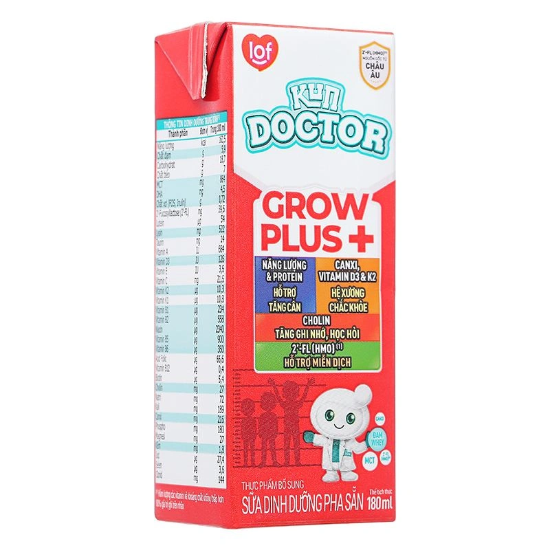 Thùng 48 hộp sữa pha sẵn Kun Doctor Grow Plus+ hương vani 180 ml cho trẻ suy dinh dưỡng, thấp còi (từ 1 tuổi) 9