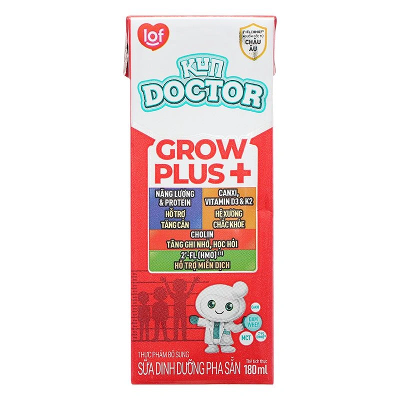 Thùng 48 hộp sữa pha sẵn Kun Doctor Grow Plus+ hương vani 180 ml cho trẻ suy dinh dưỡng, thấp còi (từ 1 tuổi) 10
