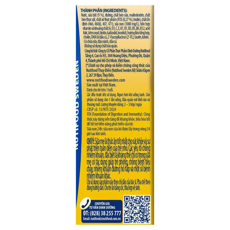 Lốc 4 hộp sữa non pha sẵn Nutifood GrowPLUS+ vàng 1+ hương vani 180 ml (1 - 2 tuổi) 7