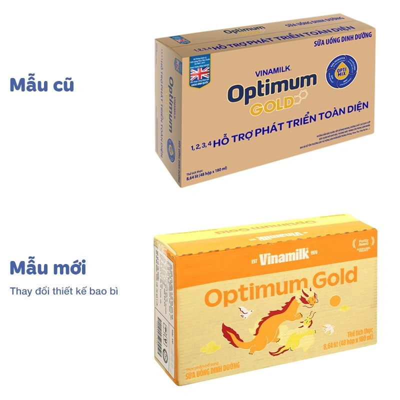 Thùng 48 hộp sữa pha sẵn Optimum Gold 180 ml (từ 1 tuổi) - Giao bao bì ngẫu nhiên 2