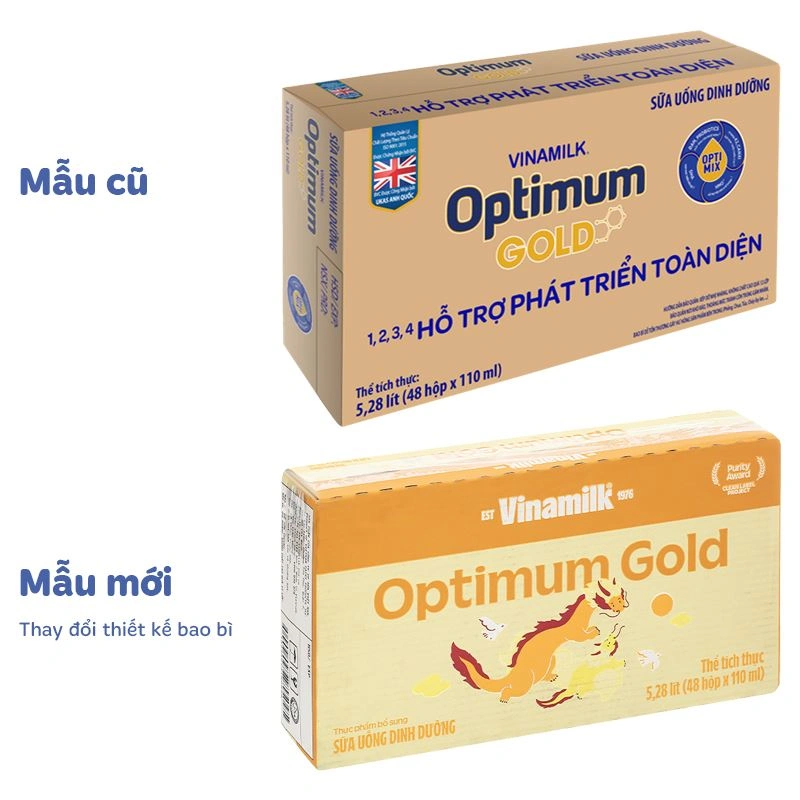 Thùng 48 hộp sữa pha sẵn Optimum Gold 110 ml (từ 1 tuổi) - Giao bao bì ngẫu nhiên 2