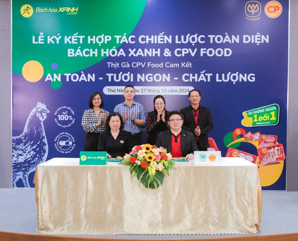 Le Ky Ket Hop Tac Chien Luoc Giua Bach Hoa XANH Va CPV Food Nham Hop Tac Dua Ga Sach Khong Su Dung Hormone Den Tay Nguoi Tieu Dung