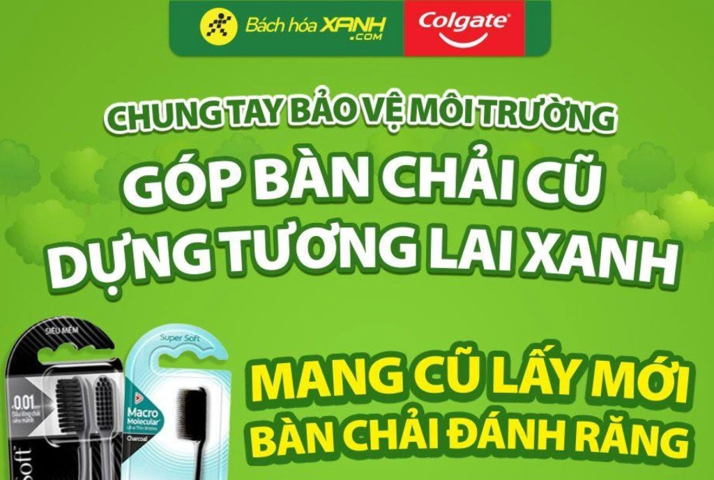 Bach Hoa Xanh & Colgate Trien Khai Chuong Trinh "Gop Ban Chai Cu - Dung Tuong Lai Xanh" Lan Thu 2