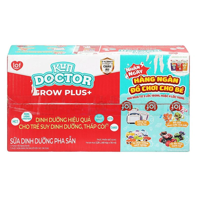 Lốc 4 hộp sữa pha sẵn Kun Doctor Grow Plus+ hương vani 110 ml cho trẻ suy dinh dưỡng, thấp còi (từ 1 tuổi) 15