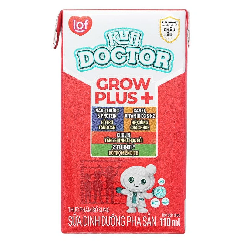 Lốc 4 hộp sữa pha sẵn Kun Doctor Grow Plus+ hương vani 110 ml cho trẻ suy dinh dưỡng, thấp còi (từ 1 tuổi) 21