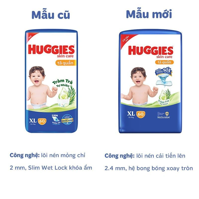 Tã quần Huggies Skincare cực đại size XL 60 miếng (12 - 17 kg) - Giao bao bì ngẫu nhiên 2