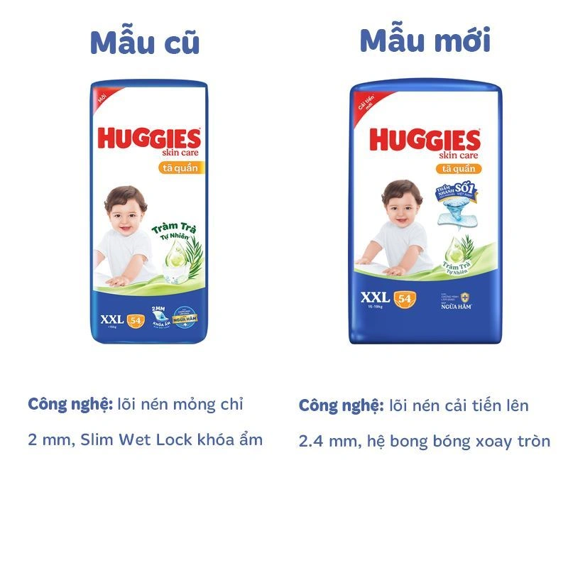 Tã quần Huggies Skincare cực đại size XXL 54 miếng (15 - 19 kg) - Giao bao bì ngẫu nhiên 2