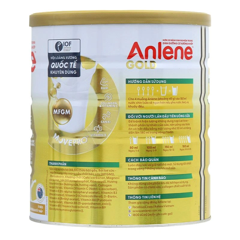 Sữa bột người lớn Anlene Gold hương vani 800g 3