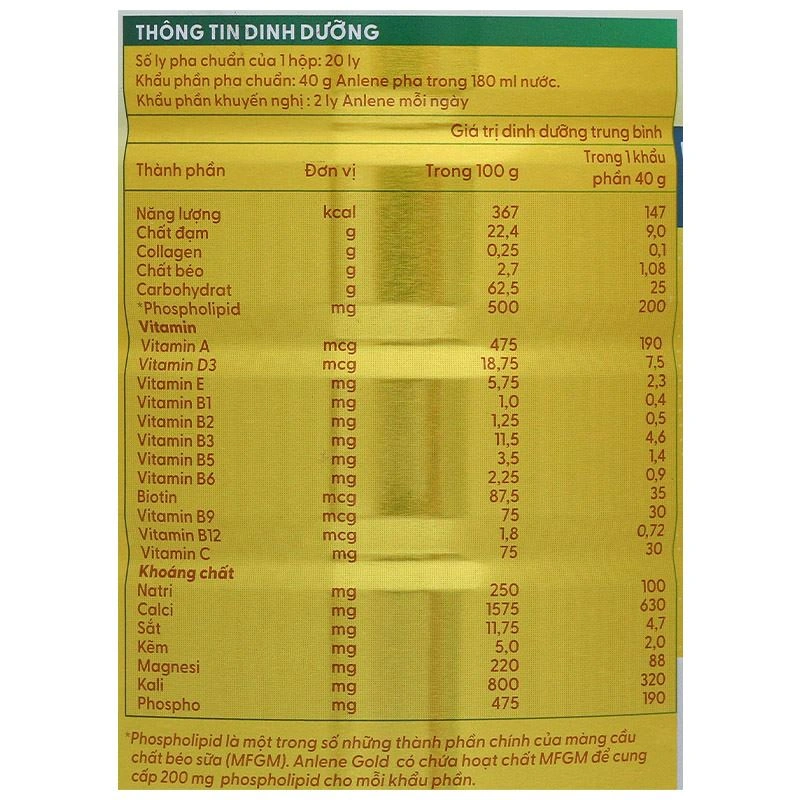 Sữa bột người lớn Anlene Gold hương vani 800g 9