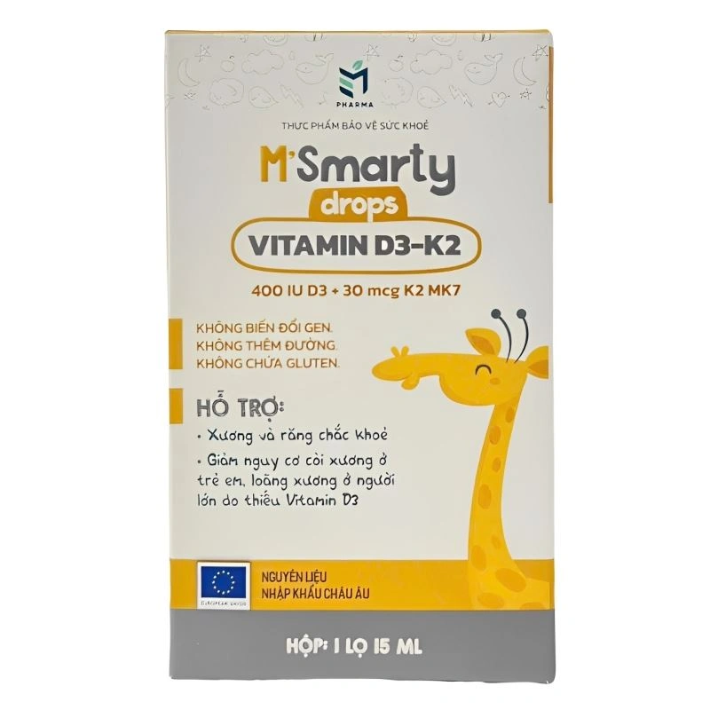 M'Smarty Vitamin D3-K2 hỗ trợ hấp thu canxi, 15 ml dạng nhỏ giọt (từ 0 tháng) - Giao bao bì ngẫu nhiên 4