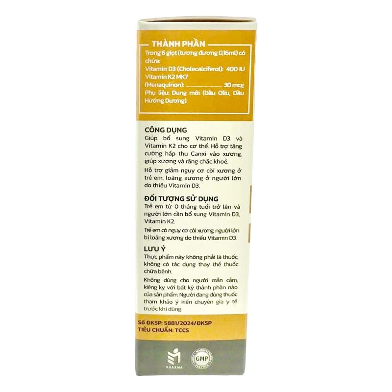 M'Smarty Vitamin D3-K2 hỗ trợ hấp thu canxi, 15 ml dạng nhỏ giọt (từ 0 tháng) - Giao bao bì ngẫu nhiên 6