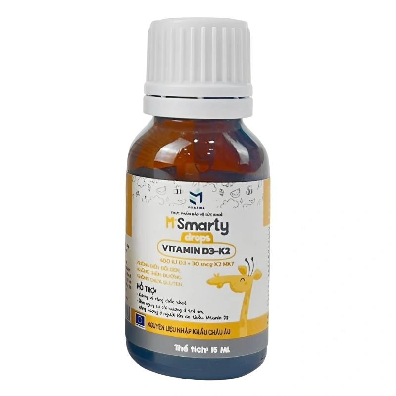 M'Smarty Vitamin D3-K2 hỗ trợ hấp thu canxi, 15 ml dạng nhỏ giọt (từ 0 tháng) - Giao bao bì ngẫu nhiên 7