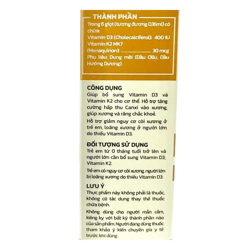 M'Smarty Vitamin D3-K2 hỗ trợ hấp thu canxi, 15 ml dạng nhỏ giọt (từ 0 tháng) - Giao bao bì ngẫu nhiên 8