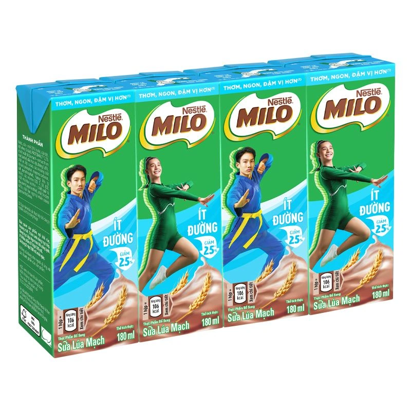 Thùng 48 hộp thức uống lúa mạch Nestlé Milo ít đường 180 ml (từ 2 tuổi) - Giao bao bì ngẫu nhiên 6