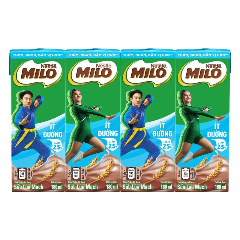 Thùng 48 hộp thức uống lúa mạch Nestlé Milo ít đường 180 ml (từ 2 tuổi) - Giao bao bì ngẫu nhiên 7