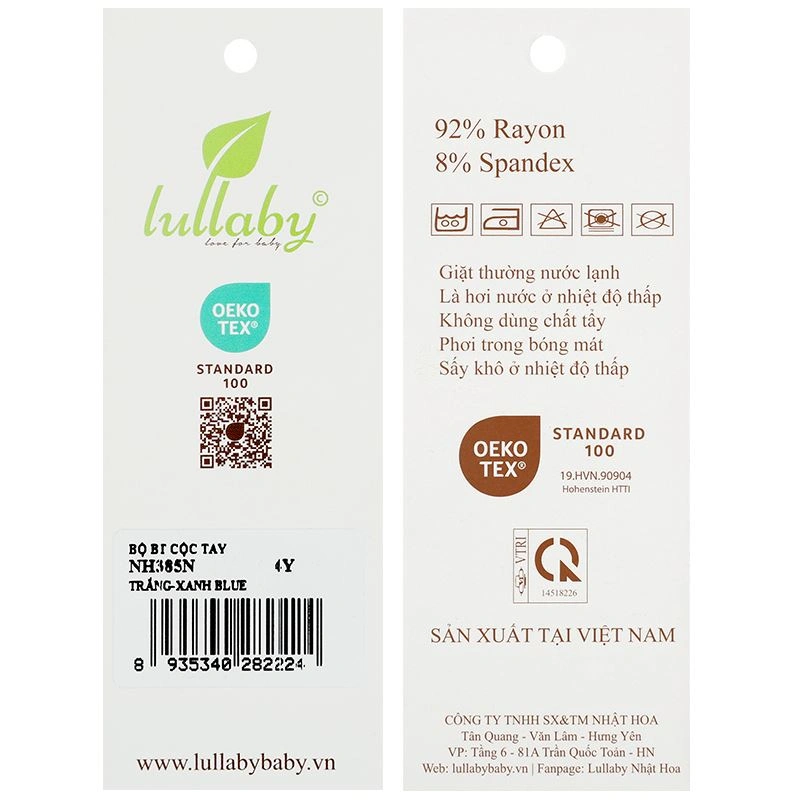 Bộ tay ngắn bé trai Lullaby NH385N màu trắng - xanh dương 13