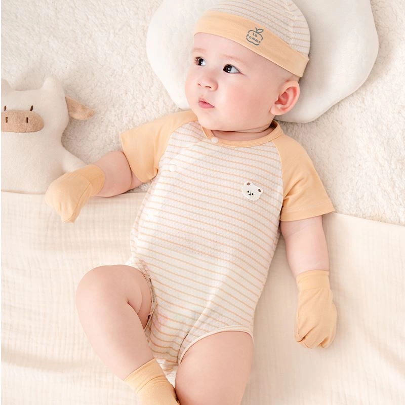 Bodysuit cài chéo kẹo ngọt bé con La Pomme màu be - trắng 2