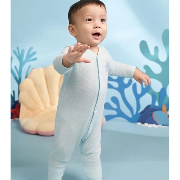 Bodysuit cài giữa bé trai Lullaby NH335N màu trắng 11