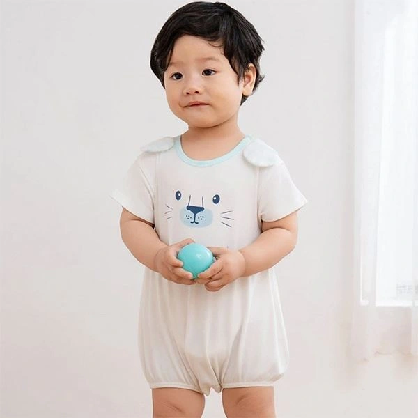 Bodysuit bé trai La Pomme sợi tre trắng