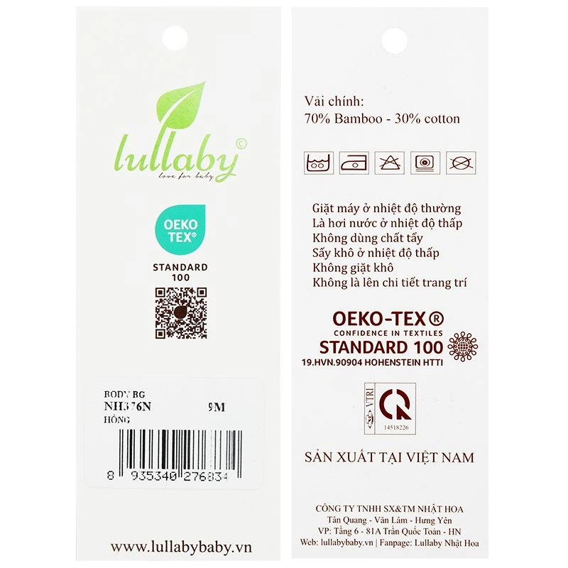 Bodysuit sát nách bé gái Lullaby NH376N màu hồng 9